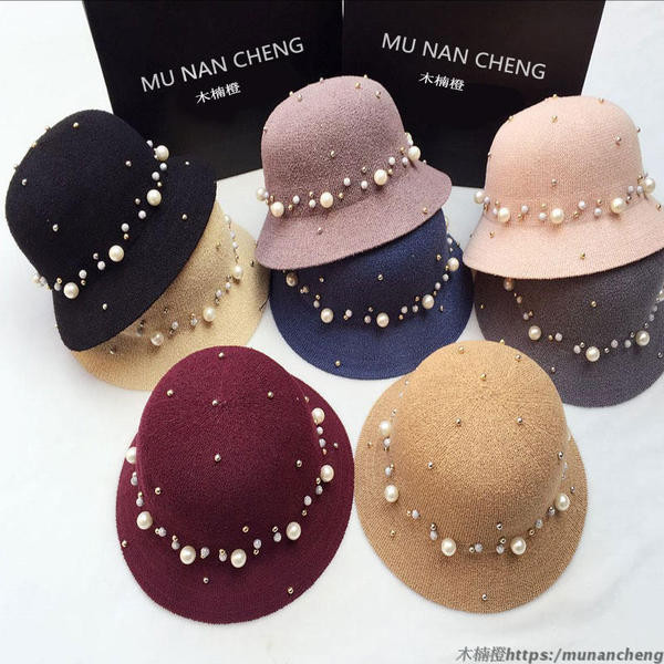 Νέο μοντέλο γυναικείο καπέλο με πέρλες διακόσμηση