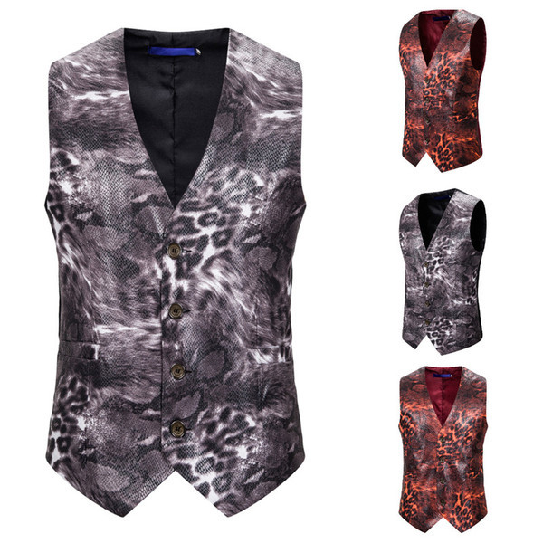 Aktuális férfi mellény állatmintás és spitz nyakkivágással