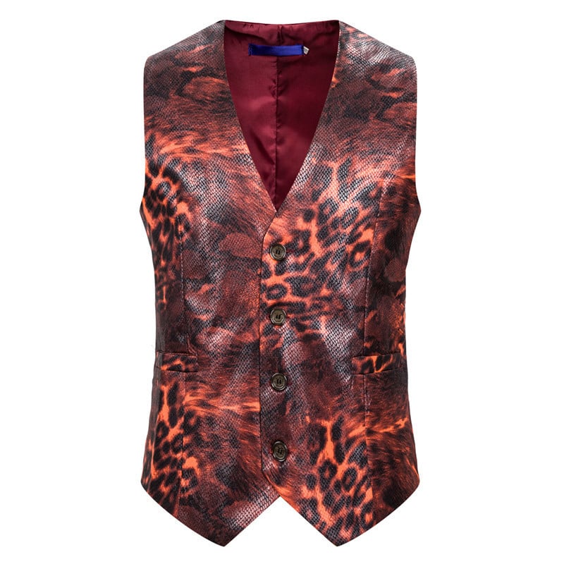 Aktuális férfi mellény állatmintás és spitz nyakkivágással