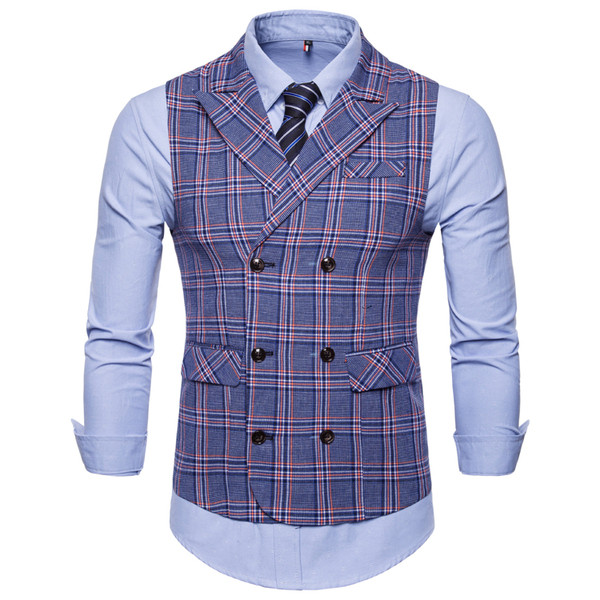 Modern, kockás mellényre szerelt modell gombokkal