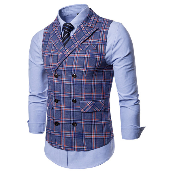 Modern, kockás mellényre szerelt modell gombokkal