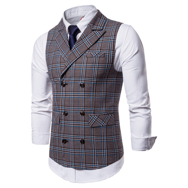 Modern, kockás mellényre szerelt modell gombokkal