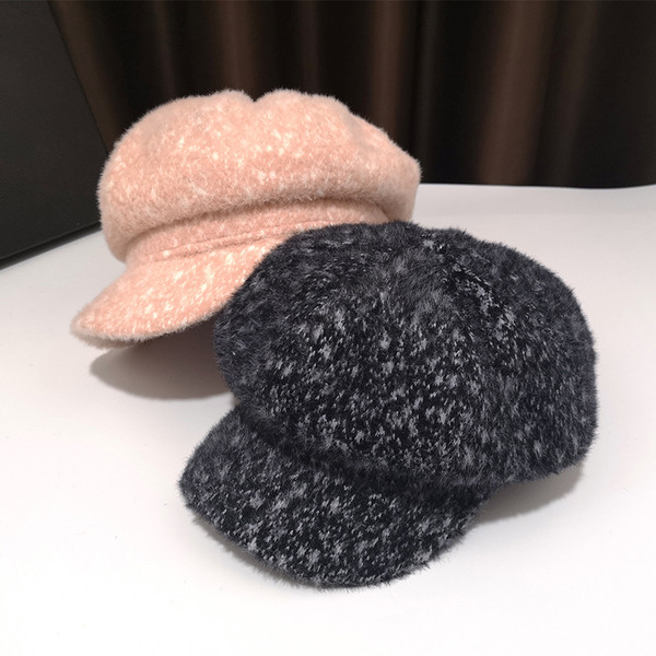 Retro stílusú női gyapjú sapka napellenzővel