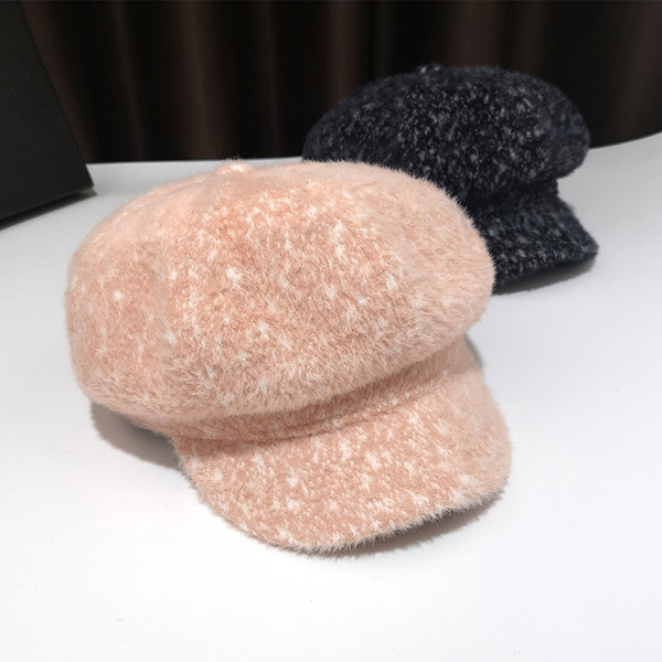 Retro stílusú női gyapjú sapka napellenzővel