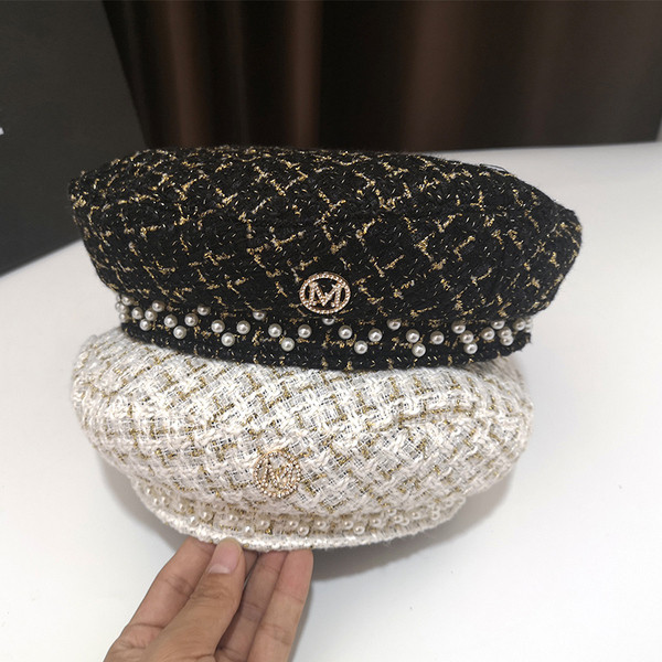 Palarie dama cu perle si decor metalic in mai multe culori