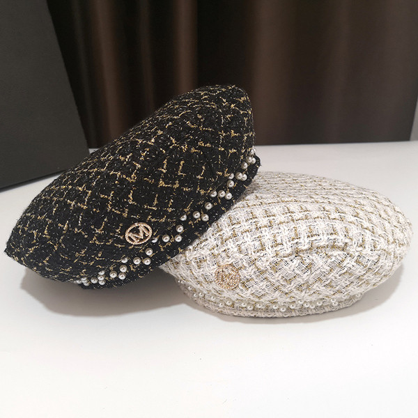 Palarie dama cu perle si decor metalic in mai multe culori