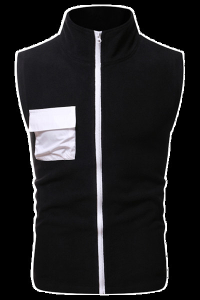 Pripijeni muški ležerni prsluk s patentnim zatvaračem i džepom