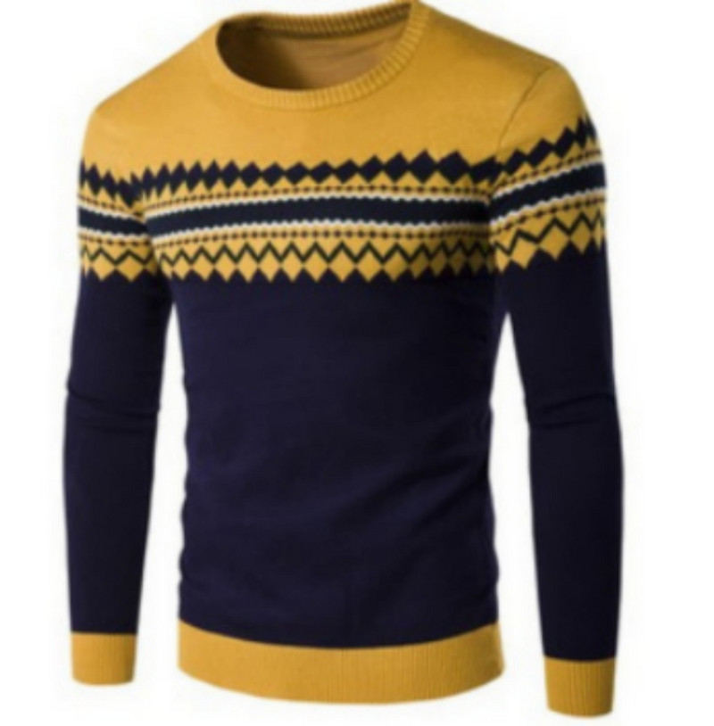 Modern férfi pulóver ovális nyakkivágással