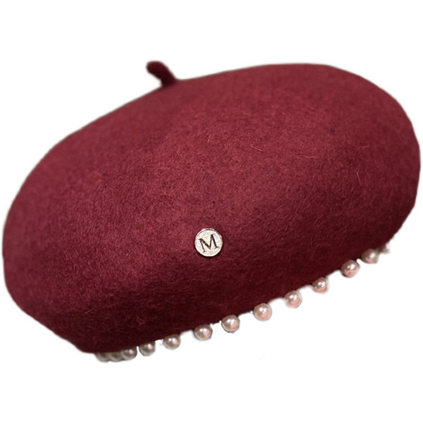 Modern női barett típusú kalap gyöngyökkel