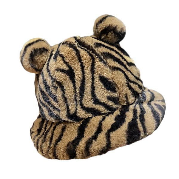 Plüss női sapka állatmintával