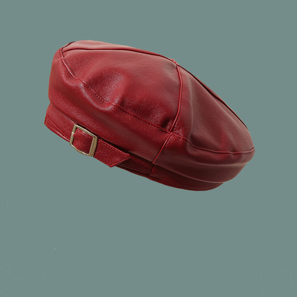 Női bőr sapka csattal - barett típusú