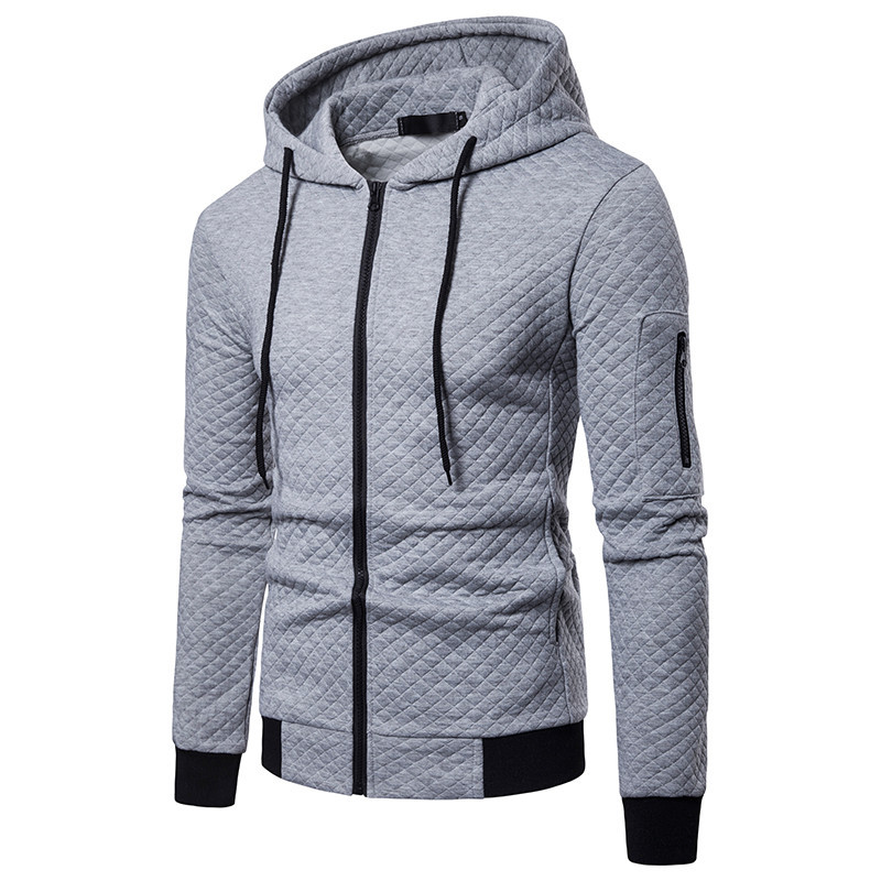 Modern férfi pulóver kapucnival és cipzárral