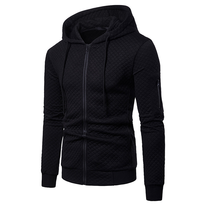 Modern férfi pulóver kapucnival és cipzárral