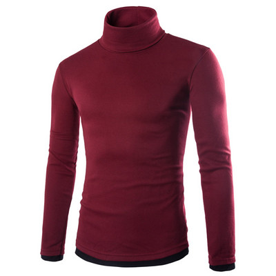 Férfi alkalmi pulóver magas gallérral, sima modellel