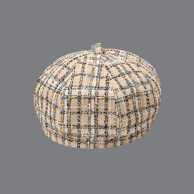 Női kockás barett típusú sapka - retro stílusú