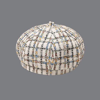 Női kockás barett típusú sapka - retro stílusú