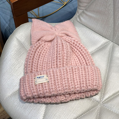 Új modell női kötött sapka szalaggal