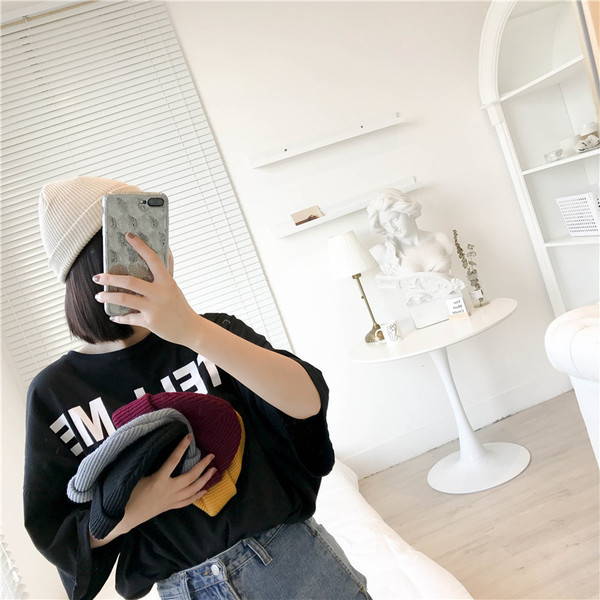 Kötött sapka sima unisex mintával