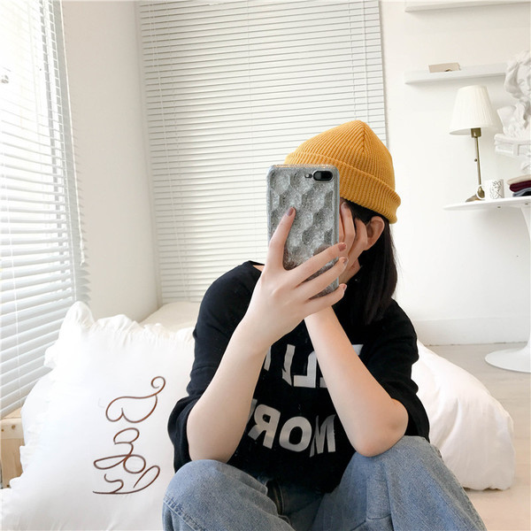 Kötött sapka sima unisex mintával