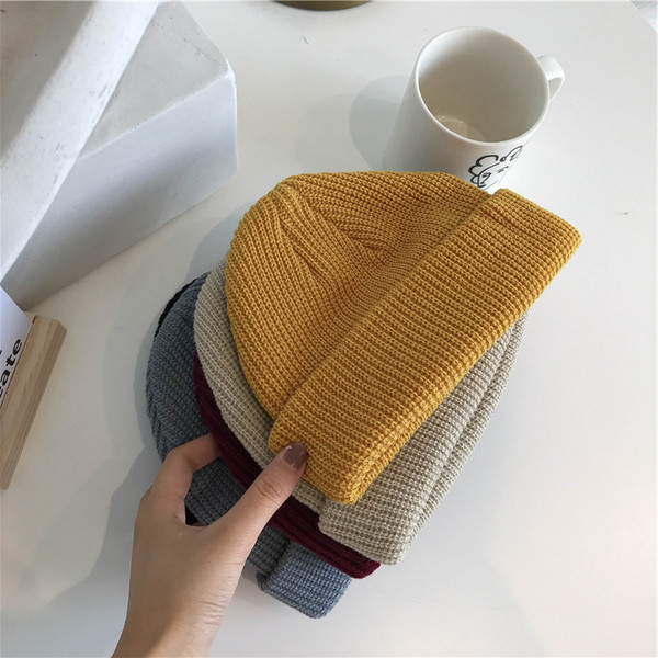 Kötött sapka sima unisex mintával