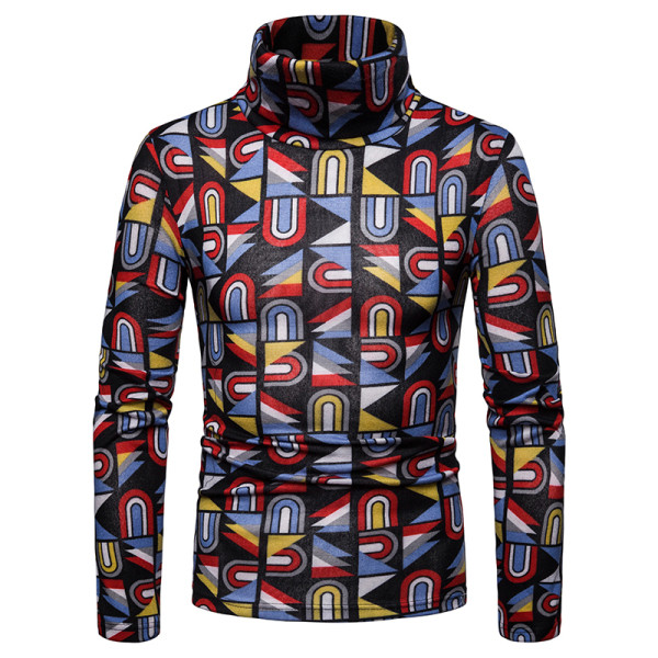 Aktuális férfi pulóver magas gallérral illeszkedő modellel