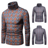 Aktuális férfi pulóver mintás, magas gallérral