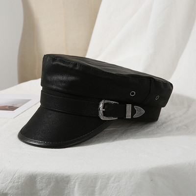 Új modell női bőr svájcisapka csattal