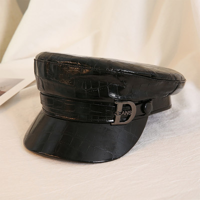 Új modell női bőr svájcisapka csattal