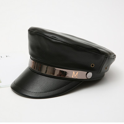 Új modell női bőr svájcisapka csattal