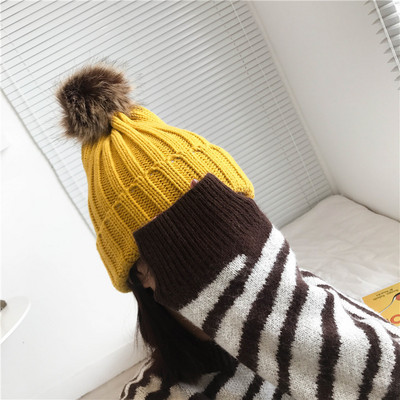 Φθινοπωρινό χειμερινό πλεκτό καπέλο με φούντα