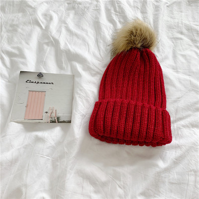 Φθινοπωρινό χειμερινό πλεκτό καπέλο με φούντα