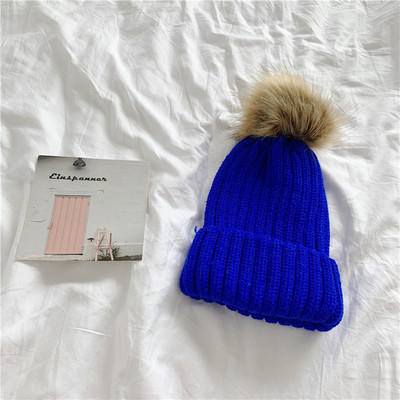 Φθινοπωρινό χειμερινό πλεκτό καπέλο με φούντα