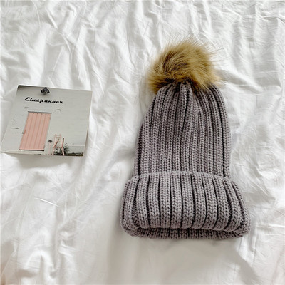 Φθινοπωρινό χειμερινό πλεκτό καπέλο με φούντα