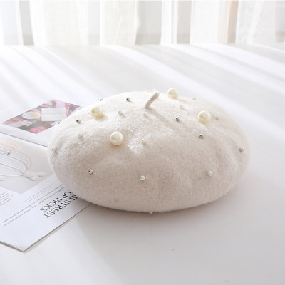 Νέο μοντέλο γυναικείο μάλλινο καπέλο με πέρλες - δύο μοντέλα