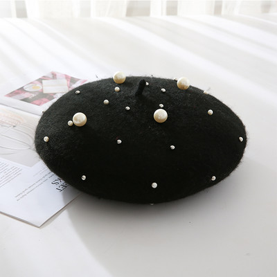 Νέο μοντέλο γυναικείο μάλλινο καπέλο με πέρλες - δύο μοντέλα