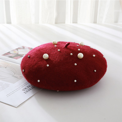 Νέο μοντέλο γυναικείο μάλλινο καπέλο με πέρλες - δύο μοντέλα