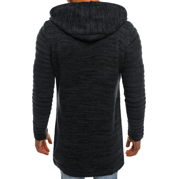 Muški ležerni dugi kardigan s kapuljačom i patentnim zatvaračem