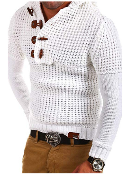 Férfi alkalmi pulóverre szabott modell kapucnival