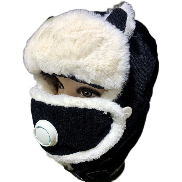 Új modell téli női sapka maszkkal és pehellyel