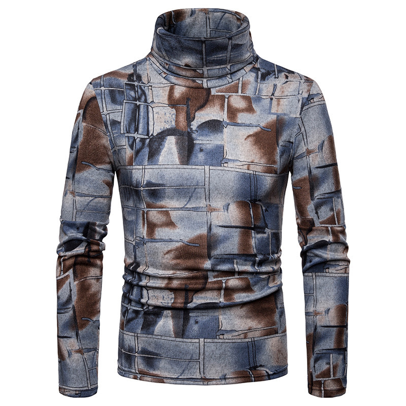 Aktuális férfi pulóver pólógallérral és mintával