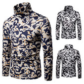 Ανδρικό πουλόβερ μοντέρνο με μοτίβο και γιακά