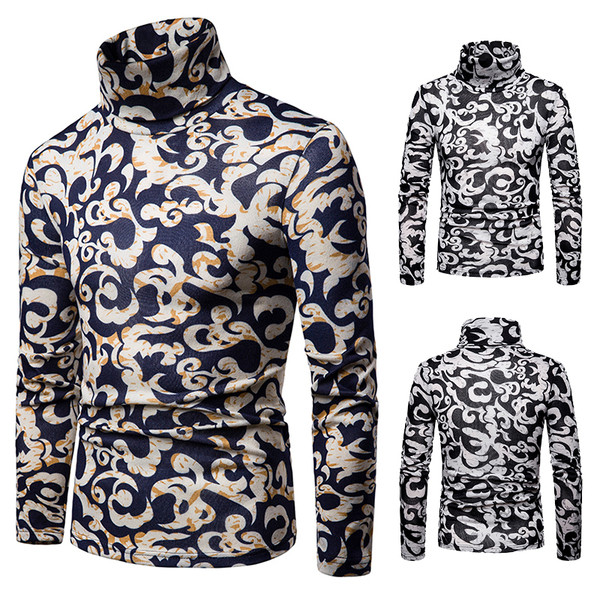 Ανδρικό πουλόβερ μοντέρνο με μοτίβο και γιακά