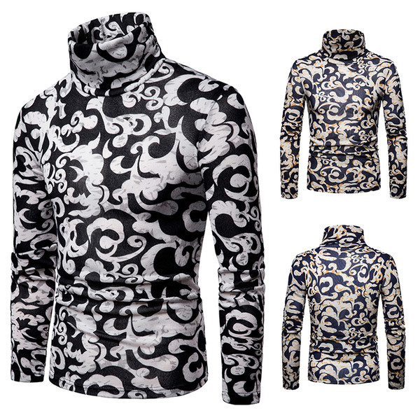 Ανδρικό πουλόβερ μοντέρνο με μοτίβο και γιακά