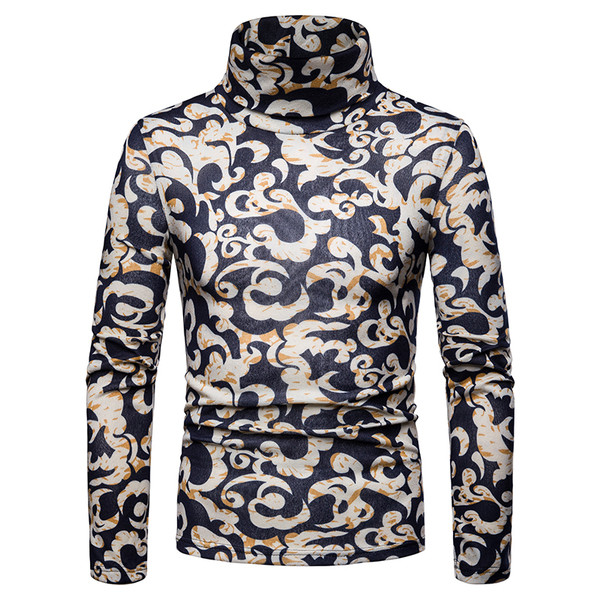 Ανδρικό πουλόβερ μοντέρνο με μοτίβο και γιακά