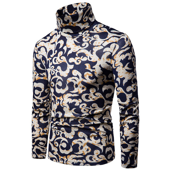 Ανδρικό πουλόβερ μοντέρνο με μοτίβο και γιακά