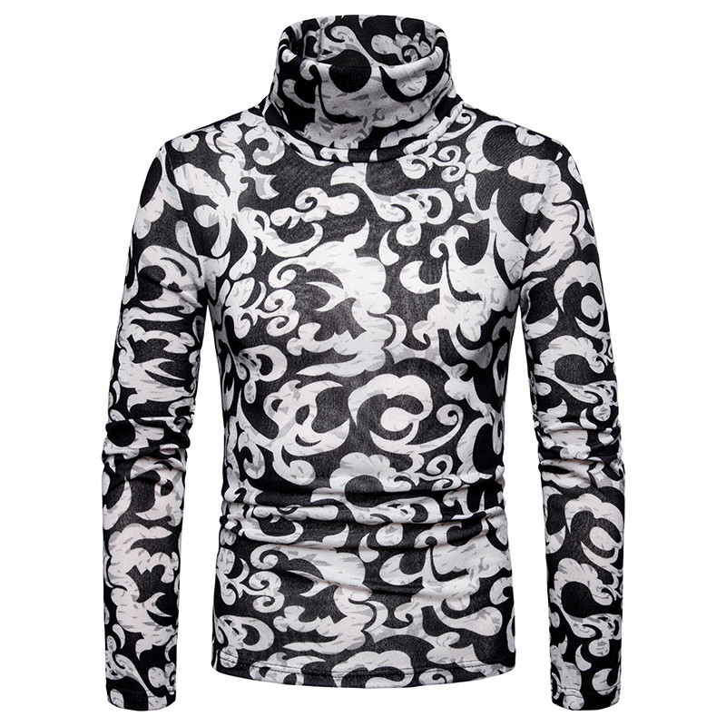 Ανδρικό πουλόβερ μοντέρνο με μοτίβο και γιακά