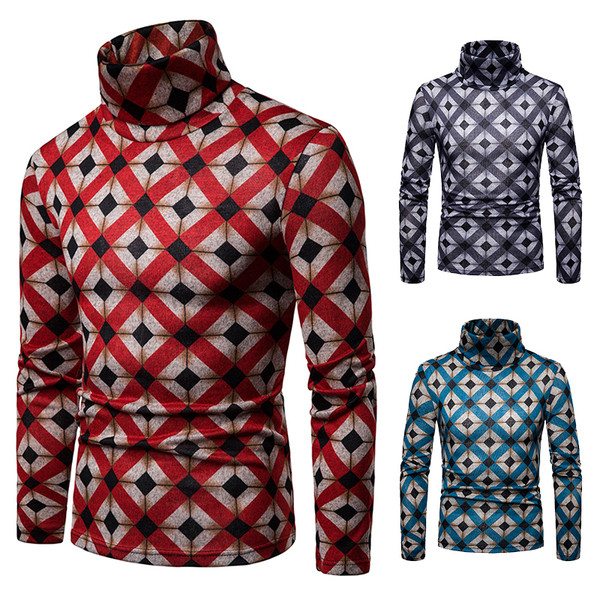 Alkalmi férfi pulóver pólógallérral és mintával