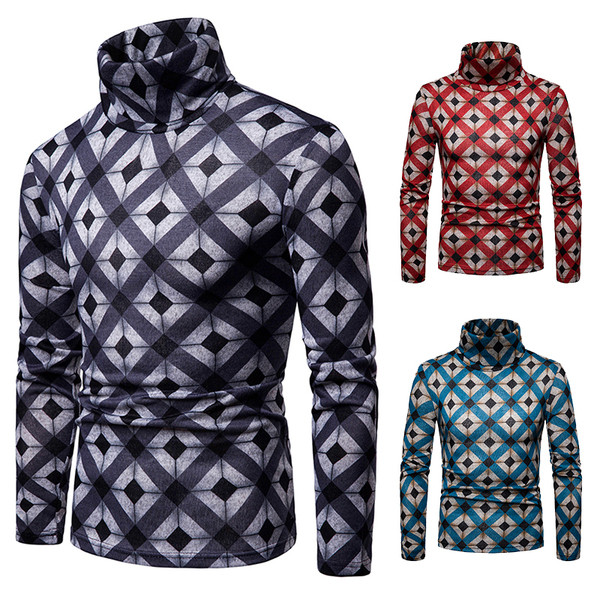 Alkalmi férfi pulóver pólógallérral és mintával