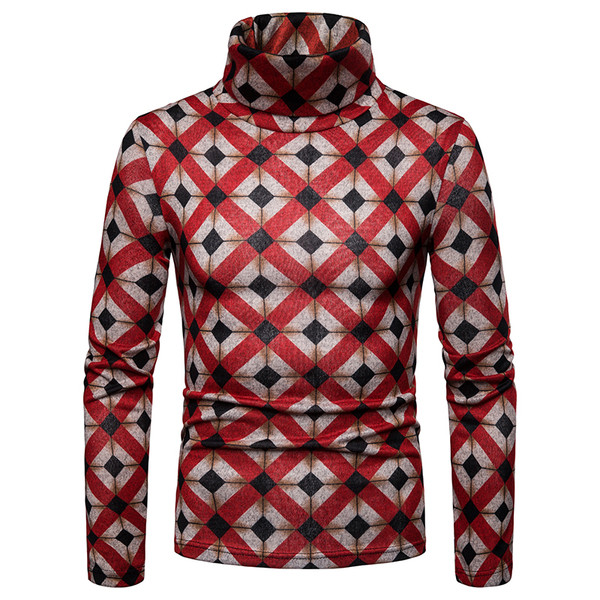 Alkalmi férfi pulóver pólógallérral és mintával