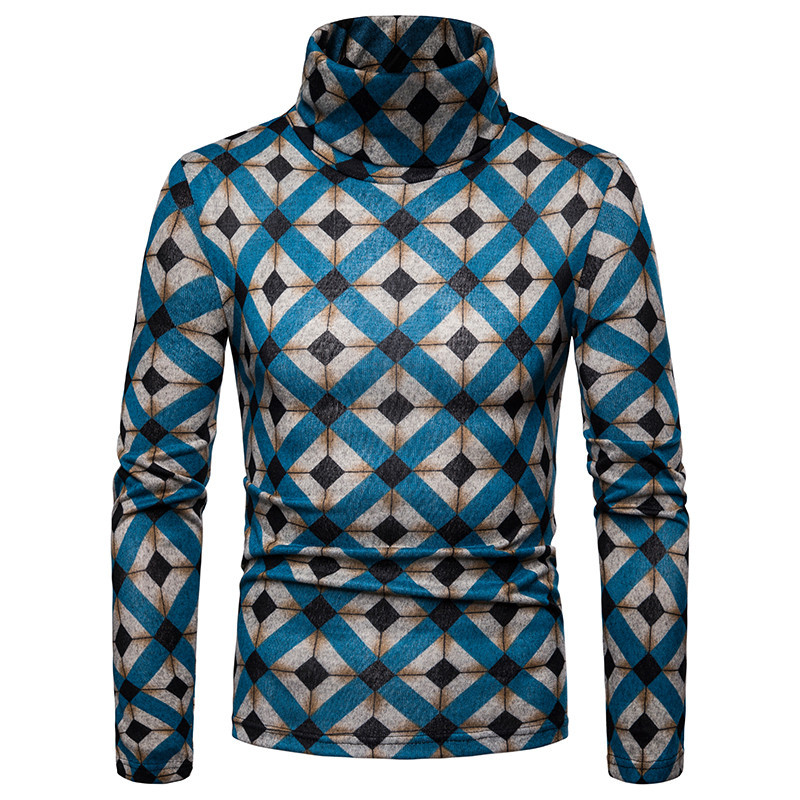 Alkalmi férfi pulóver pólógallérral és mintával